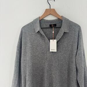 Quince Women's Gray Mongolian Cashmere Polo Sweater Size XL NWT